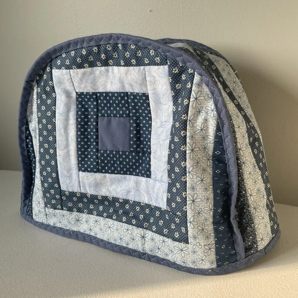 Handmade Quilted Toaster Cover for 2 Slot Toaster Cottagecore Cotton Blue